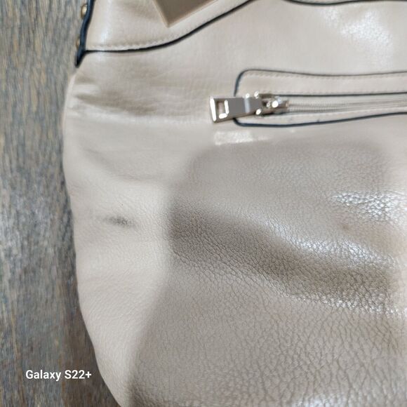 Black Rivet Taupe Leather Purse Normcore Everyday Carryall Classic Neutral - Picture 5 of 15